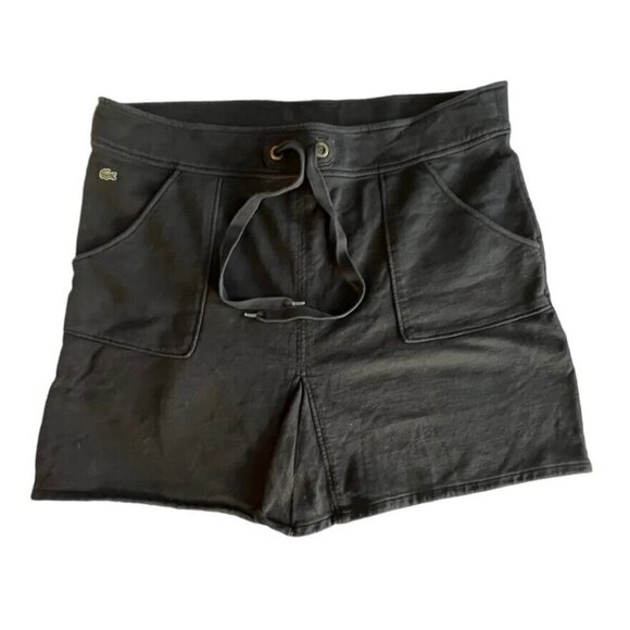 Lacoste Women's Mini Skirt Black 44 Large Drawstring Waist Pockets Front Pleat‎ - Picture 1 of 6
